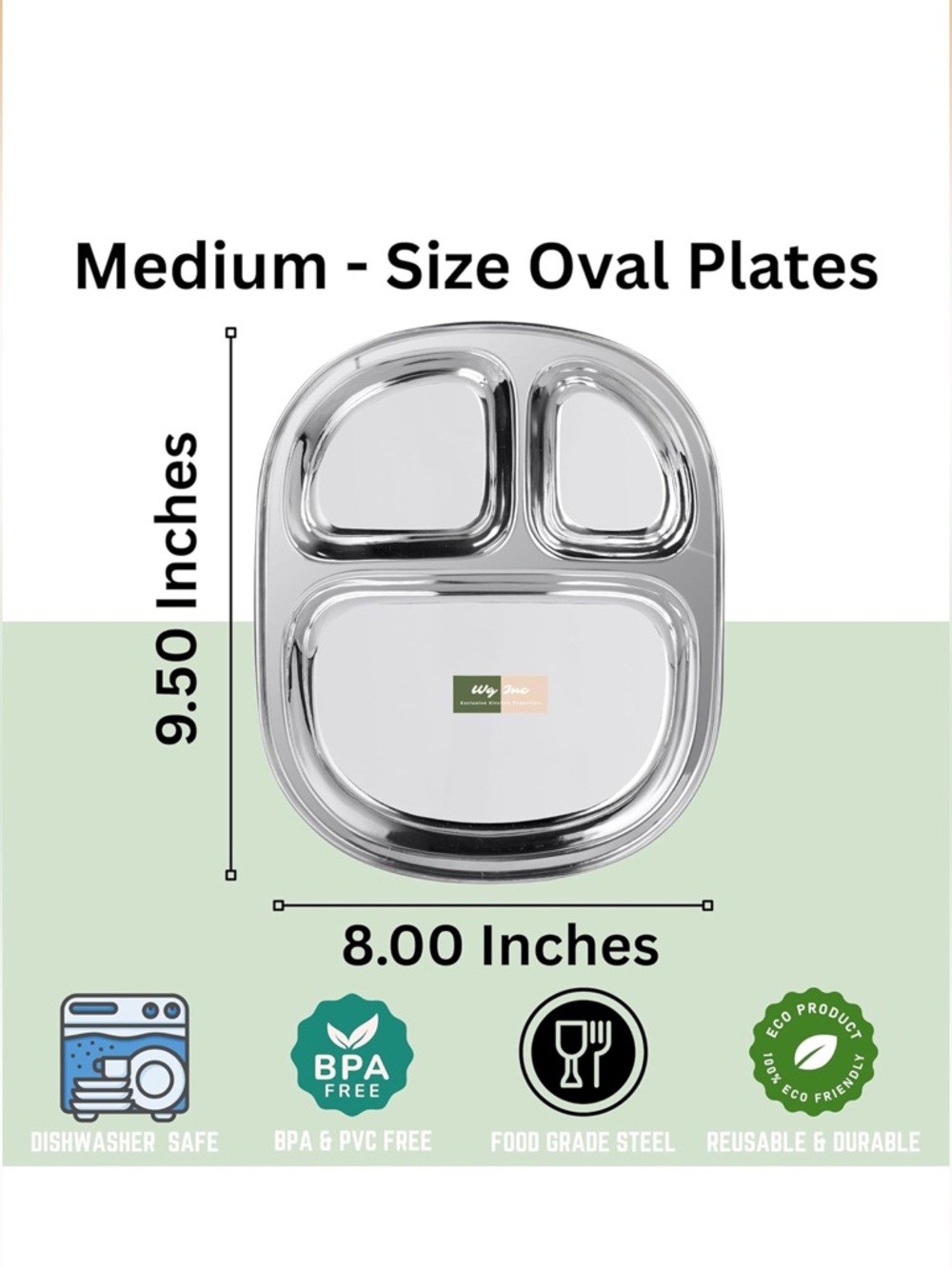 Stainless Steel Portioned Plate Bundle - Picture 6 of 7